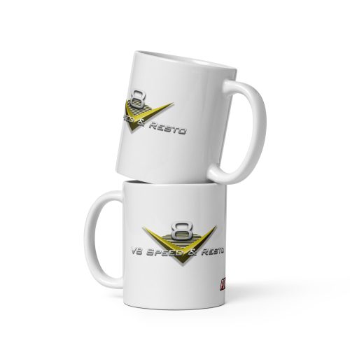 V8 TV White glossy mug