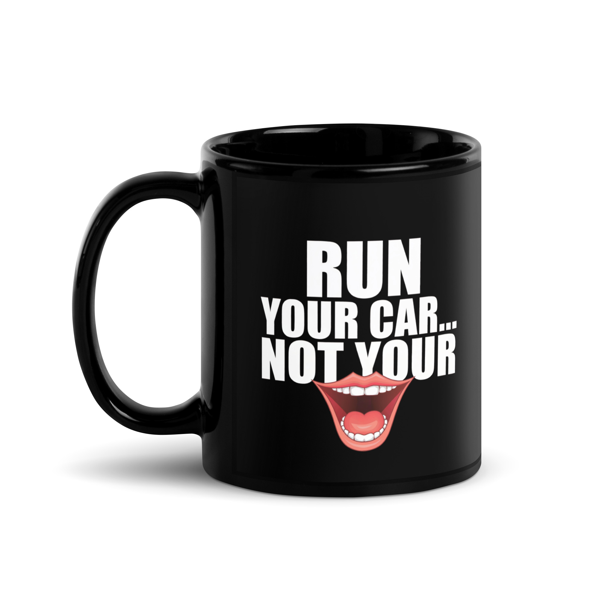 Run Your Car Attitude Gear Black Glossy Mug - Image 2