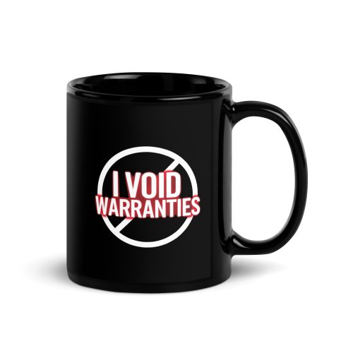 I Void Warranties Attitude Gear Black Glossy Mug