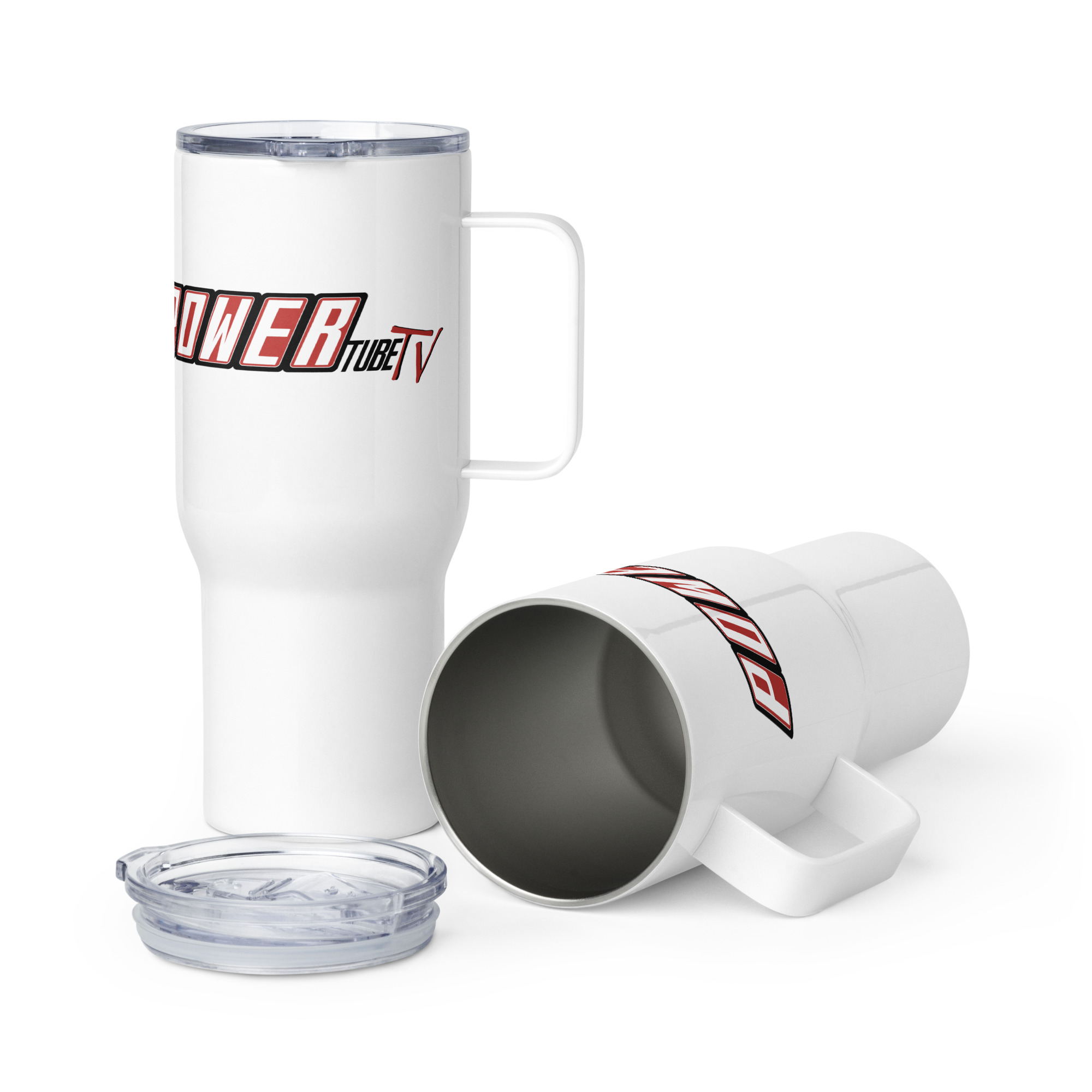 POWERtube TV Travel mug with a handle