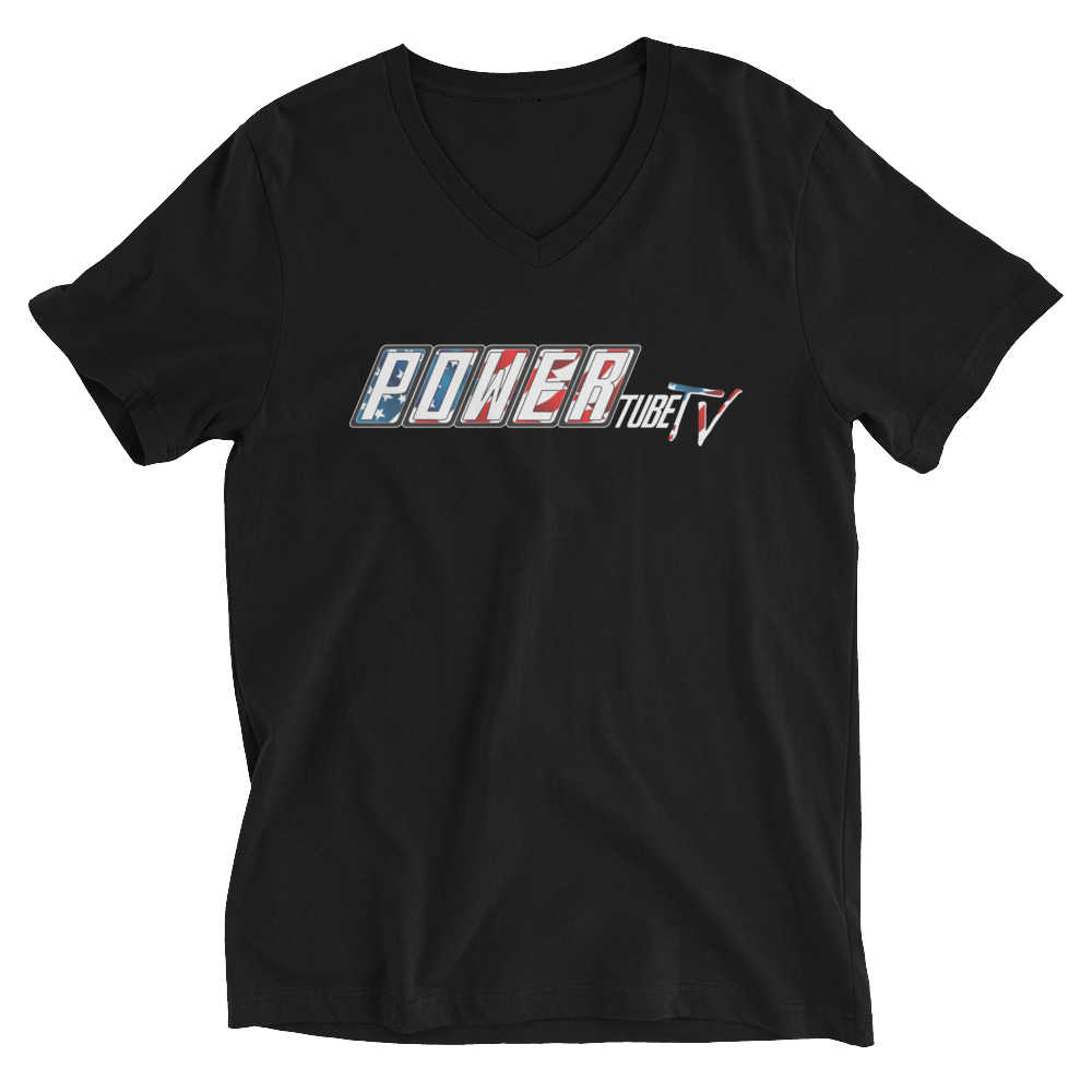 POWERtube TV USA Short Sleeve V-Neck T-Shirt - Image 2
