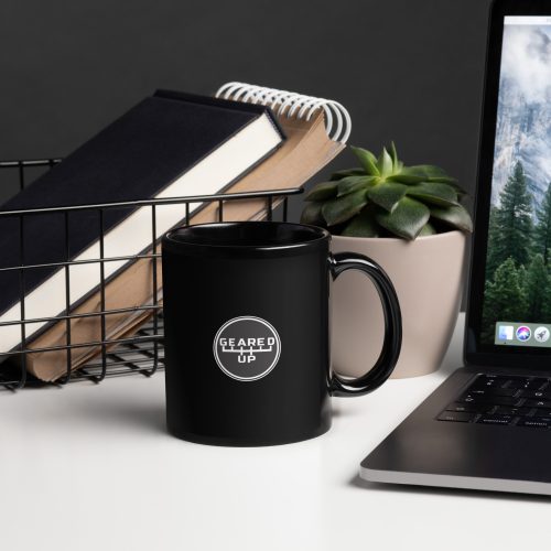 Geared Up Black Glossy Mug